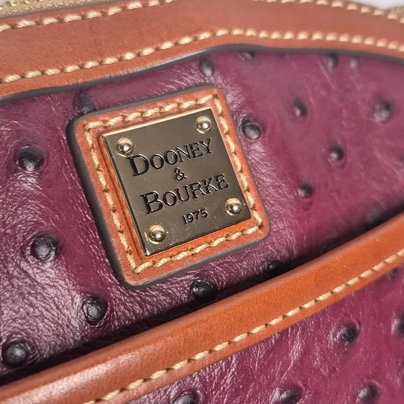 Dooney & Bourke Plum/Burgundy Ostrich-Embossed Crossbody Bag - Picture 7 of 17
